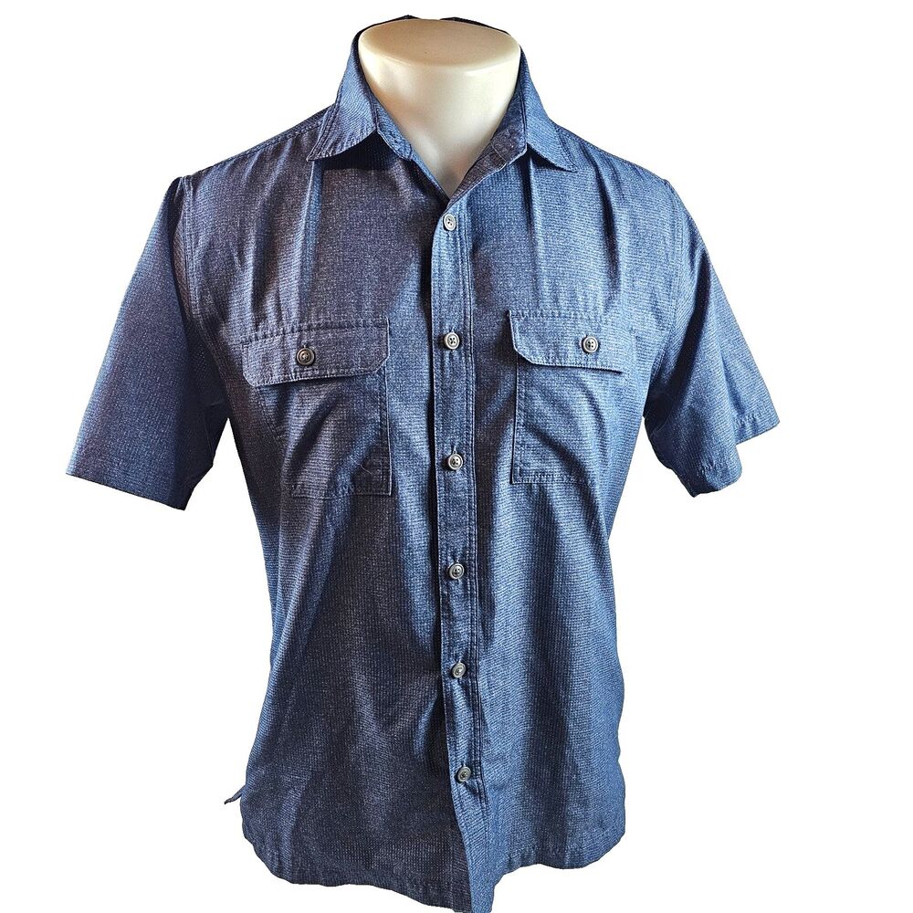 Croft & Barrow Shirt Men Small Blue Quick Dry Lightweight Hiking Travel Gorpcore